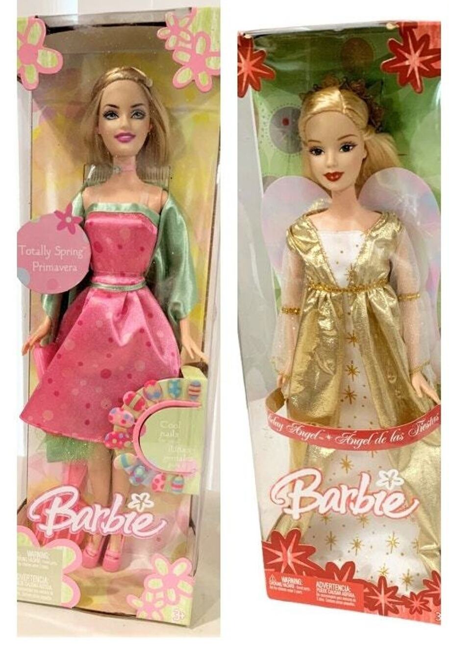 2 Barbie Dolls - Spring Primavver; Holiday Angell New in Boxes